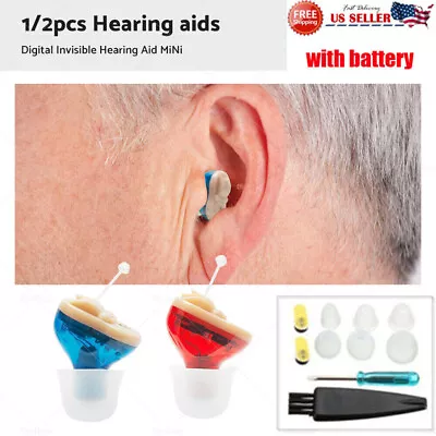 MiNi Digital Invisible Hearing Aid CIC Small Sound Voice Amplifier Enhancer US • $21.31