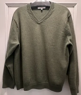 Turnbury Extra Fine Merino Wool Sweater Mens XL Green V-Neck Pullover • $17.95