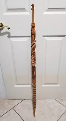 Vintage Spiral Snake Serpent Staff Folk Art Carved Wood Cane Walking Stick 43.5  • $95