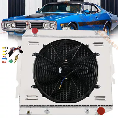 4 Row Radiator Shroud Fan For 1968-1974 1969 DODGE PLYMOUTH MOPAR SMALL BLOCK • $274.98