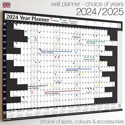 Wall Calendars ✔2024 ✔2025 Year Planner Chart Holidays Staff✔Home✔Office BLACK • £24.99