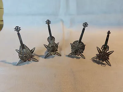 Antique Vintage Filigree Silver Miniature Dollhouse Musical Instruments • $150