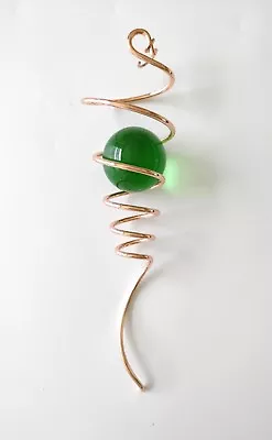 30cm COPPER SILVER Spiral Tail Wind Spinner HOME DECOR/GARDEN With Green Ball • $26.80