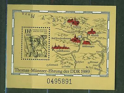 DDR #MiBl97 MNH S/S 1989 Muntzer Map Theologian Revolutionary [2736] • $4.88