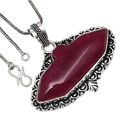$10.76 • Buy Ruby Sapphire Gemstone Handicraft Valentine's Day Silver Jewelry Pendants 2.25 