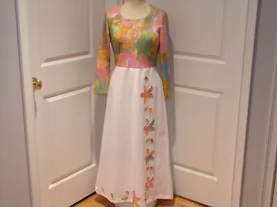 $44.99 • Buy Vintage 1970's  Groovy Flower Power Maxi Dress Styled By Linda Jane