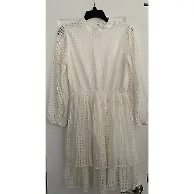 Mustard Seed Women's Size Small Dress White Long Sleeve Lined Layered Pullover • $20