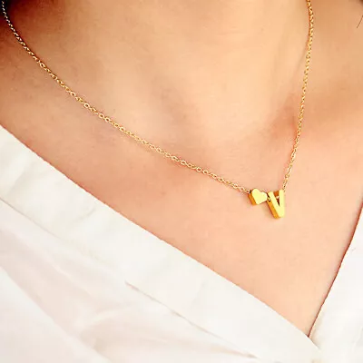 £3.39 • Buy Silver Gold Love Heart Letter Initial Friendship Bridesmaid Chain Necklace Gift