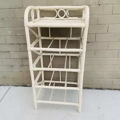 Vintage White Thick Bamboo Rattan Cane Shelves Unit Storage • $99.99