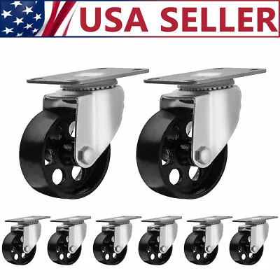 2/4/8PCS Swivel Casters 3 &3.5  Heavy Duty Steel Cast Iron Plate Casters Wheels • $17.66
