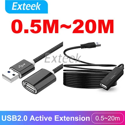 $38.95 • Buy 0.5M/1M/1.5M/5M/10M/15M/20M USB Extension Data 2.0 A Male To A Female Cable Lot