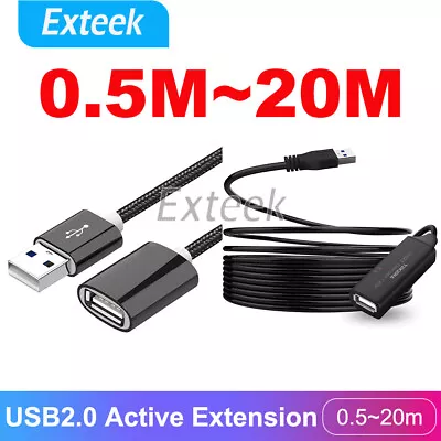 0.5M/1M/1.5M/5M/10M/15M/20M USB Extension Data 2.0 A Male To A Female Cable Lot • $32.95