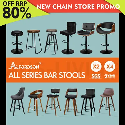 $279.85 • Buy ALFORDSON Bar Stools Kitchen Stools Gas Lift Wooden Dining Chairs X1/x2/x4