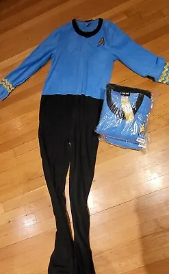 Mens Star Trek Union Suit Pajamas Costume Footed Blue Science Mr. Spock Pajama • $19.99