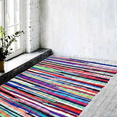 Chindi Rag Rug Floor Mat Home Living Room Handmade  100% Recycled Multi Coloured • £10.49