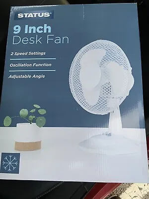 9 Inch Oscillating Desk Fan Silent 2 Speeds 230V Portable Table Fan Cool - White • £19.99