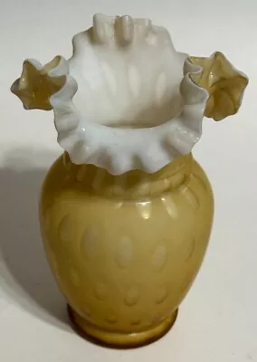 Mt. Washington Amber M.O.P. Satin Glass Dotted Swiss Vase • $45