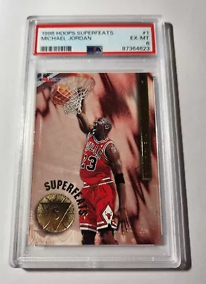 Michael Jordan -- 1996/97 Hoops -- Superfeats -- #1 -- Psa Graded Ex-mt 6 • $24.95