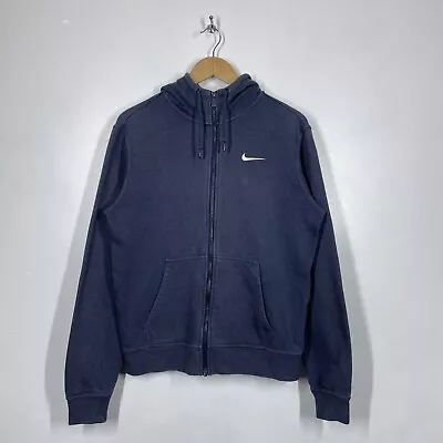 Nike Hoodie Mens Small Blue Zip Up Sweatshirt Jacket Swoosh Logo Casual Gym Y2K • £17.99