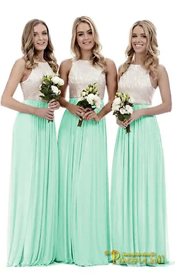 £47.88 • Buy New Long Chiffon Lace Evening Party Ball Gown Formal Prom Bridesmaid Dress 4~26