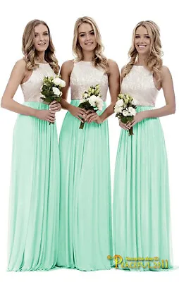 New Long Chiffon Lace Evening Party Ball Gown Formal Prom Bridesmaid Dress 4~26 • £47.88