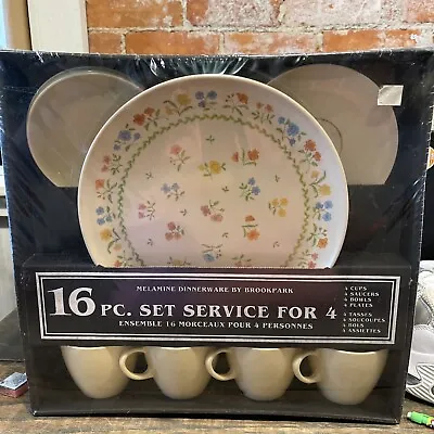 Brookpark Melmac MCM Floral Vaisselle Melamine 16 Pc. Dinnerware Set NOS Vintage • $52.50