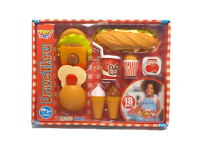 Toy Chef Drive Thru Sandwich & Burger Set 18 Pieces Fast Food And Ice Cream Play • $16.01