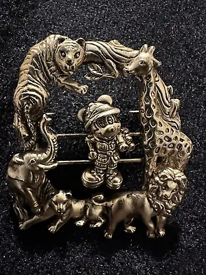 Disney Animal Kingdom Safari Mickey Mouse Brooch Pin Large 2” Moving Vintage • $9.95
