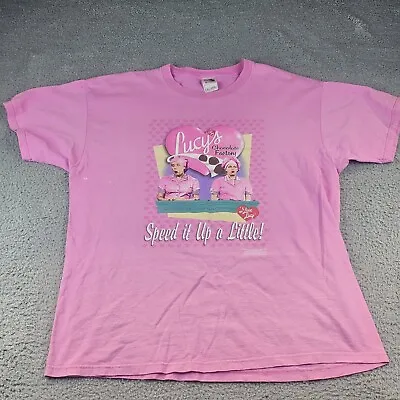 Vtg I Love Lucy XL Chocolate Factory Pink T-Shirt Speed It Up A Little  • $13.99