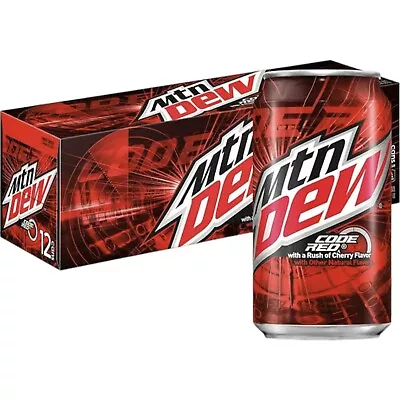 Mountain Dew Code Red Soda 12 Pack 12oz Cans Red Mtn Dew 12 Pack Soda Pop • $29.99