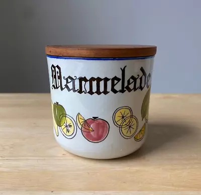 Mid-Century KNABSTRUP DENMARK Ceramic Marmalade Jar With Wooden Lid - VGUC • $35