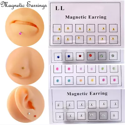 12PCS/Card Magnetic Nose Ring Non Pierced Earrings Labret Studs Magnetic Jewelry • $0.99