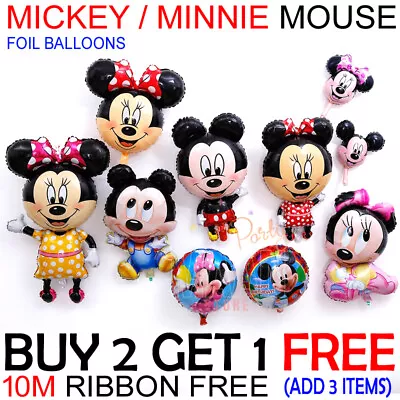 Large Disney Mickey Minnie Mouse Birthday Foil Balloons Kids Party Girls Boys UK • £3.19