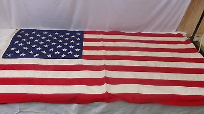 Vintage USA American Flag 33  X 60  Dettras 100% Cotton Double Sided 50 Stars • $23.99