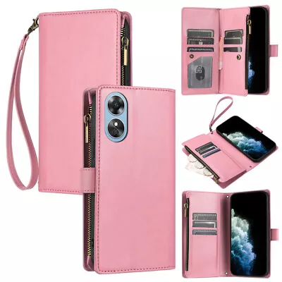 Zipper Wallet Leather Flip Cover Case For Oppo A57 A17 A16 A54 A94 A74 A55 A57S • $25.73