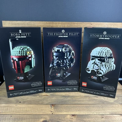 £411.87 • Buy NEW LEGO Helmet Set 75276 Storm Trooper  75274 Tie Fighter Pilot 75277 Boba Fett