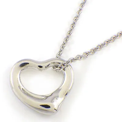 Tiffany & Co. Necklace Open Heart Width 11mm Model Elsa Peretti PT950 Platinum • $350