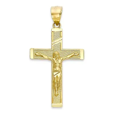 Solid Gold Cross Pendant 10 Or 14k Crucifix Pendant Religious Jewelry For Men • $112.99