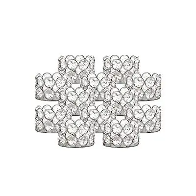 Tealight Candle Stick Holders For Tables Silver 12pcs Set Crystal Centre Piece • £17.14