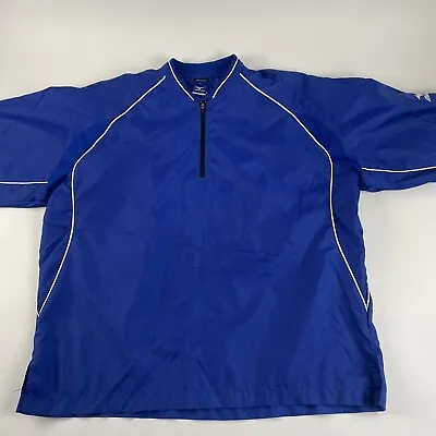 Mizuno Windbreaker Shirt Mens Large Blue Short Sleeve Pullover Baseball Golf • $19.95