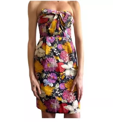 Anthropologie Moulinette Soeurs Strapless Floral Cotton Sheath Dress Size 6 • $16.08