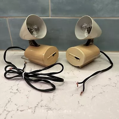 Set Of 2-Vintage MCM Bed Headboard Reading Lights/Lamps Cream / Tan Work Fine • $29.99