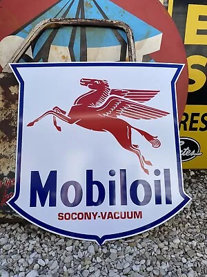 Antique Vintage Old Style Mobil Oil Pegasus Service Station Sign Mobiloil 40”! • $425