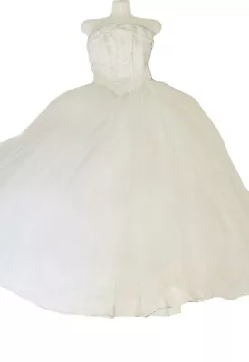 DAVID'S BRIDAL Strapless Tulle Ball Gown White Wedding/Debutant/S16 Dress Size 2 • $145