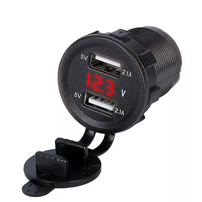 Dual USB Motorcycle Charger Voltmeter Quick Charger Power Adapter Waterproof • $15.20