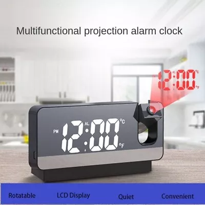 USB LED Projector LCD Display Dual Alarm Clock Convenient FM Radio  Bedroom • £15.29