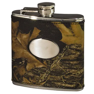 Mossy Oak Camo Leather Hip Flask Camouflage Gifts Wedding Birthday • $29.95