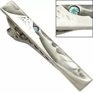 55 Mm Men's Tie Clasps Bar Clip Necktie Mt Fuji Sunrise Blue Topaz Silver 925 • $173.99