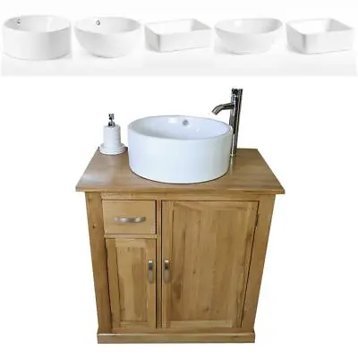 Bathroom Vanity Unit Oak Cabinet Furniture Wash Stand & White Ceramic Basin 503 • £426.76