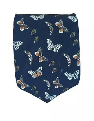 🆕VALENTINO Navy Butterfly Silk Tie ITALY 58 / 3.7  N IN PLASTIC  SLEEVE • $37.79
